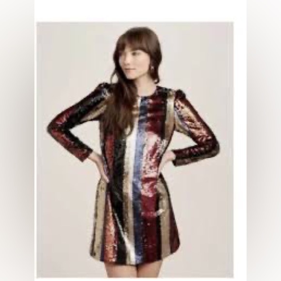 NWT ALI & JAY MEMBERS ONLY Striped Sequin Mini Cocktail Evening Dress Small $158 - Picture 3 of 5
